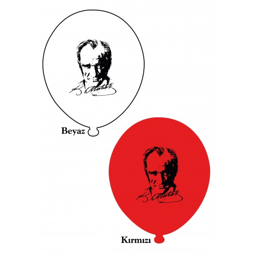 12" Atatürk Baskılı Balon