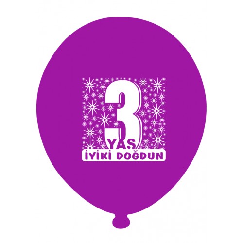 12" 3 Yaş Baskılı Balon Kız
