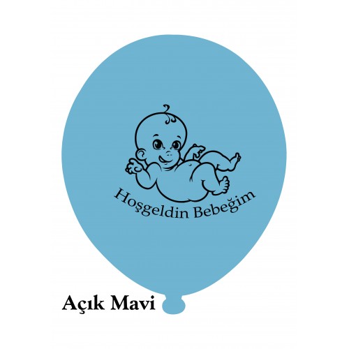12"Hoşgeldin Bebek Erkek Baskılı Balon
